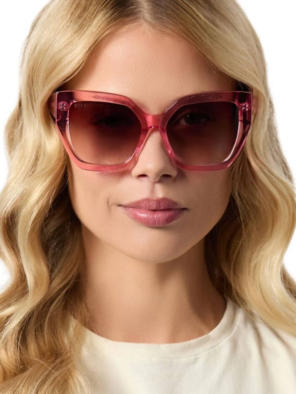 Diff Blaire sunglasses in candy pink crystal brown gradient sunglasses cat eye - Picture 12 of 13
